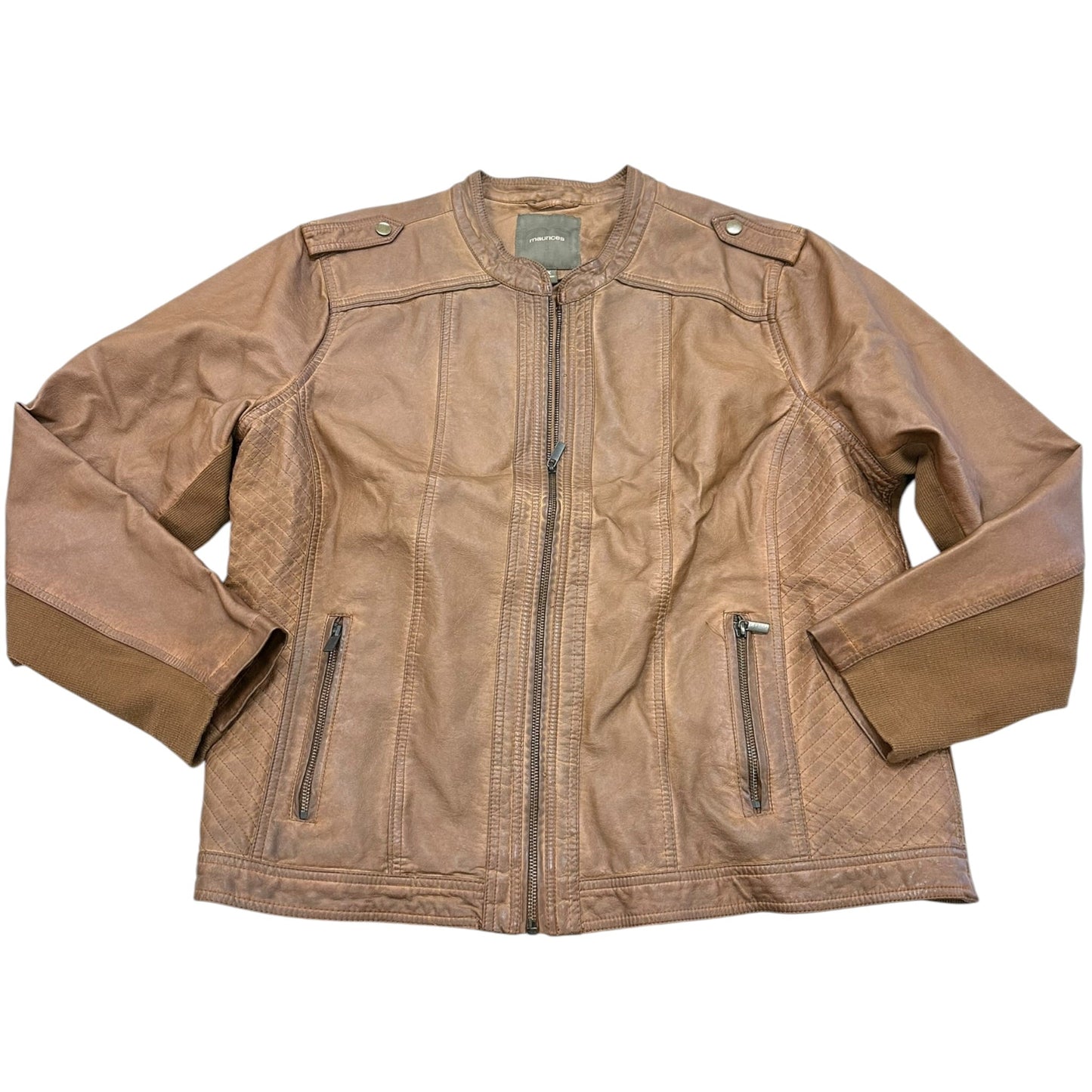 Jacket Moto By Maurices In Brown, Size:2X