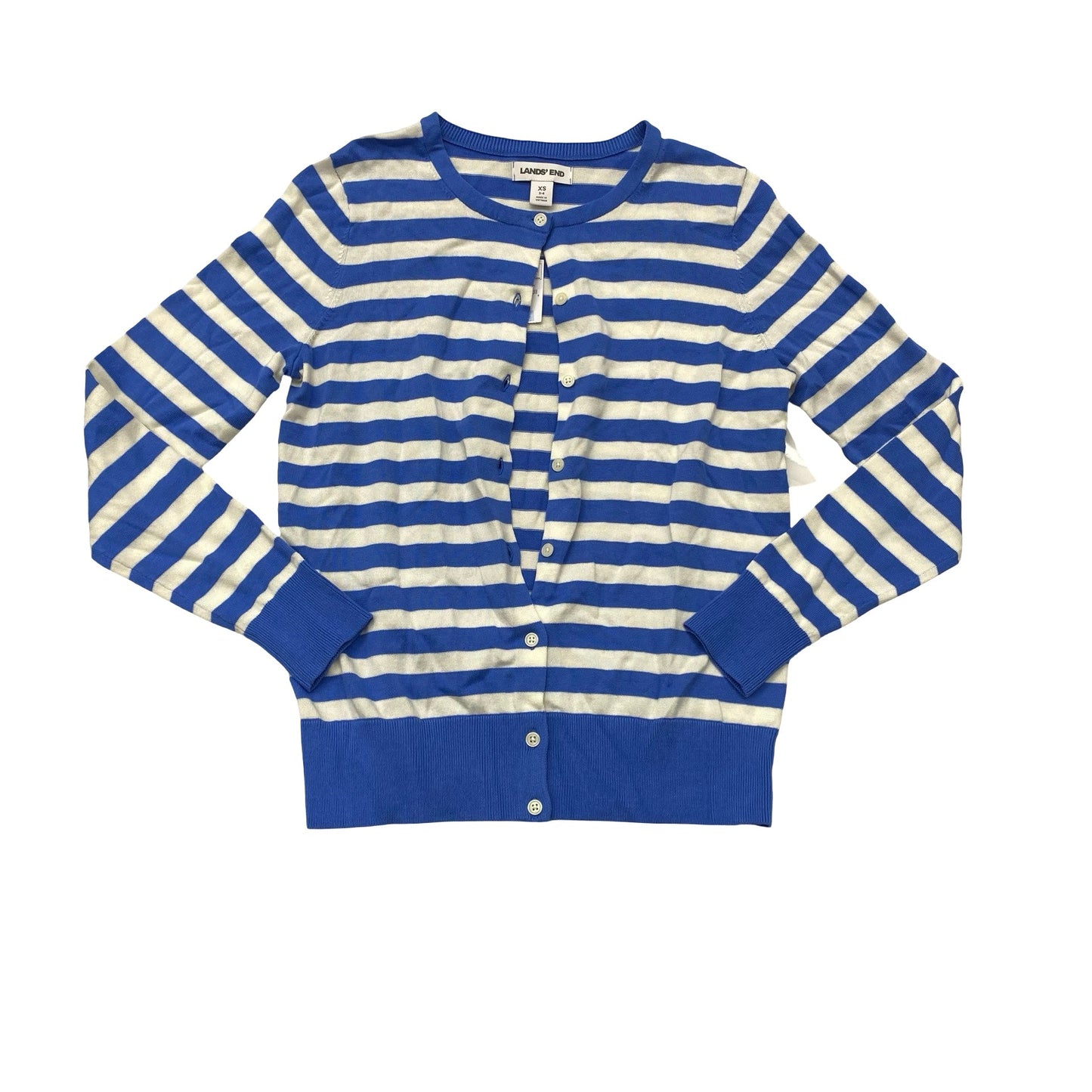 Sweater Cardigan By Lands End In Striped Pattern, Size:Xs