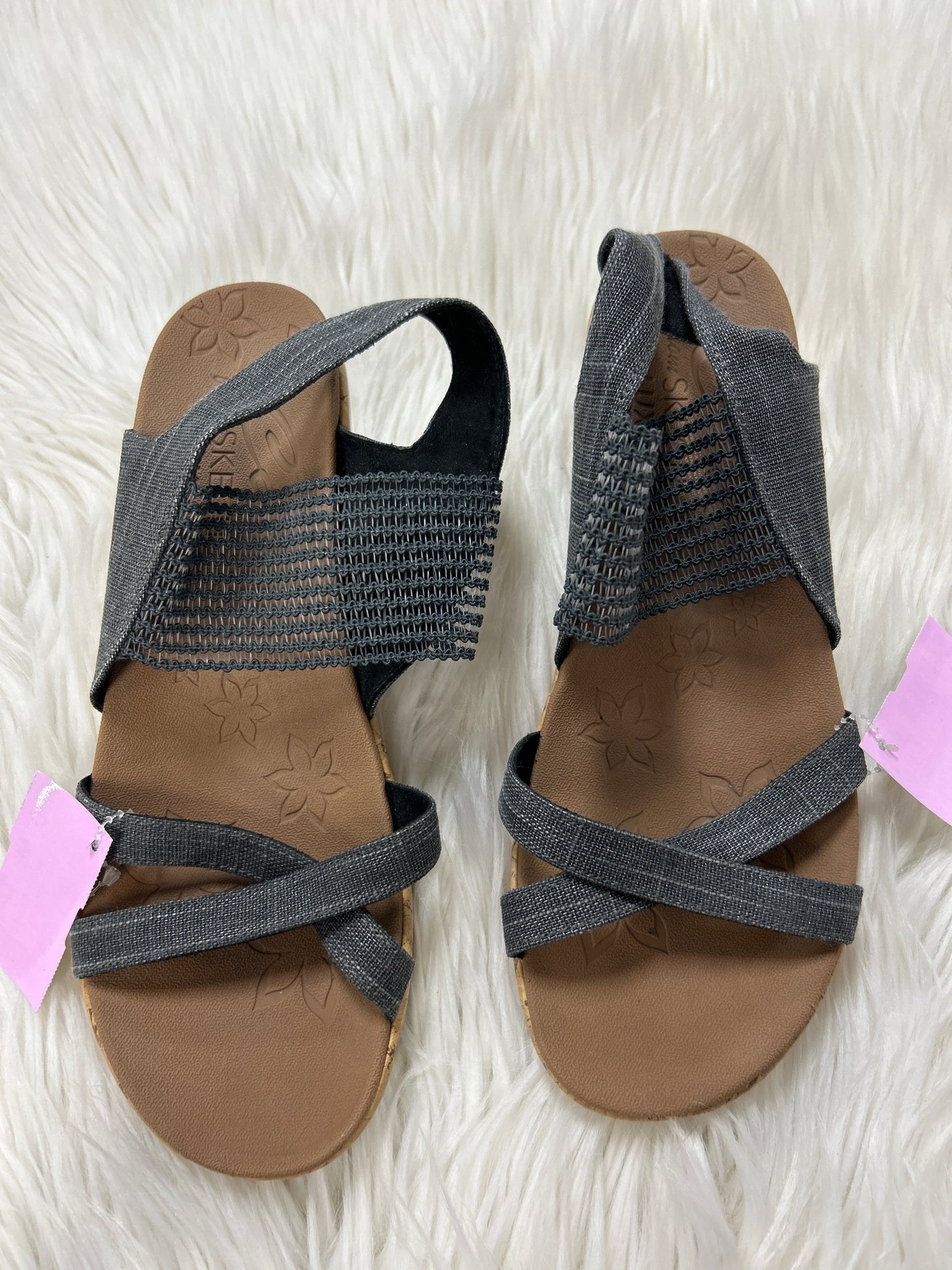 Sandals Heels Wedge By Skechers In Grey & Tan, Size:7.5