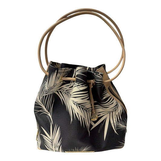 Handbag Designer By Brahmin In Black & Tan, Size:Large