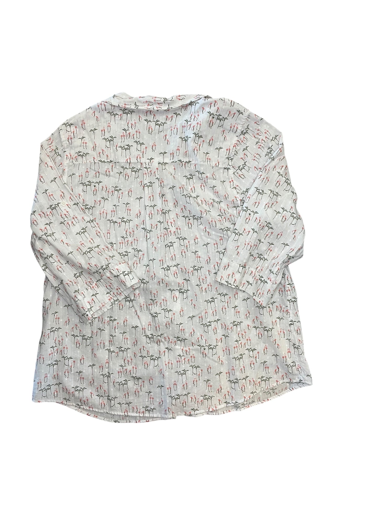 Blouse 3/4 Sleeve By Croft And Barrow In White, Size:1X