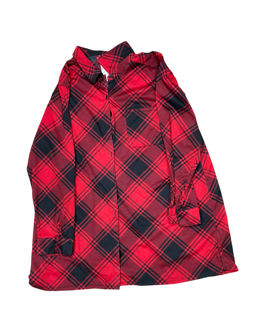 Top Ls By New York Laundry In Black & Red, Size:2X