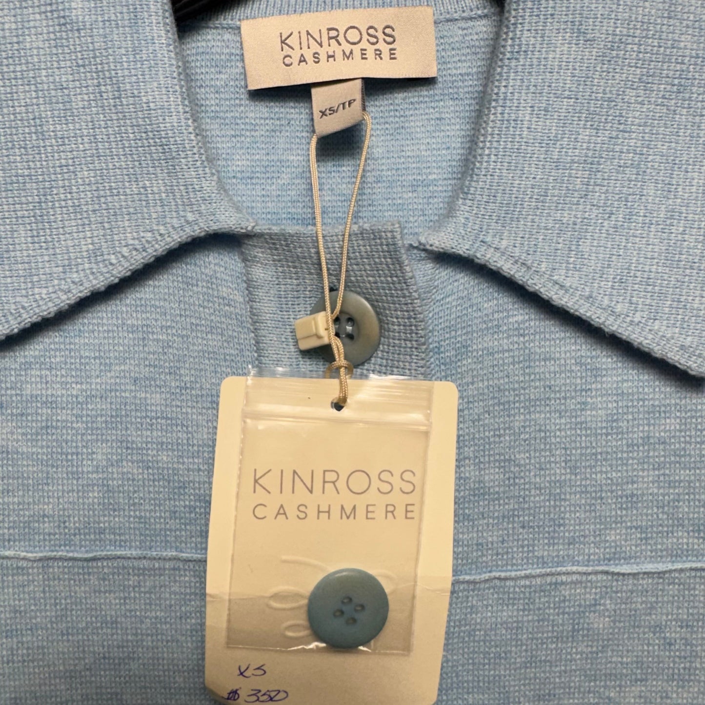 Cotton Blend Sweater Cardigan By Kinross In Blue, Size: XS