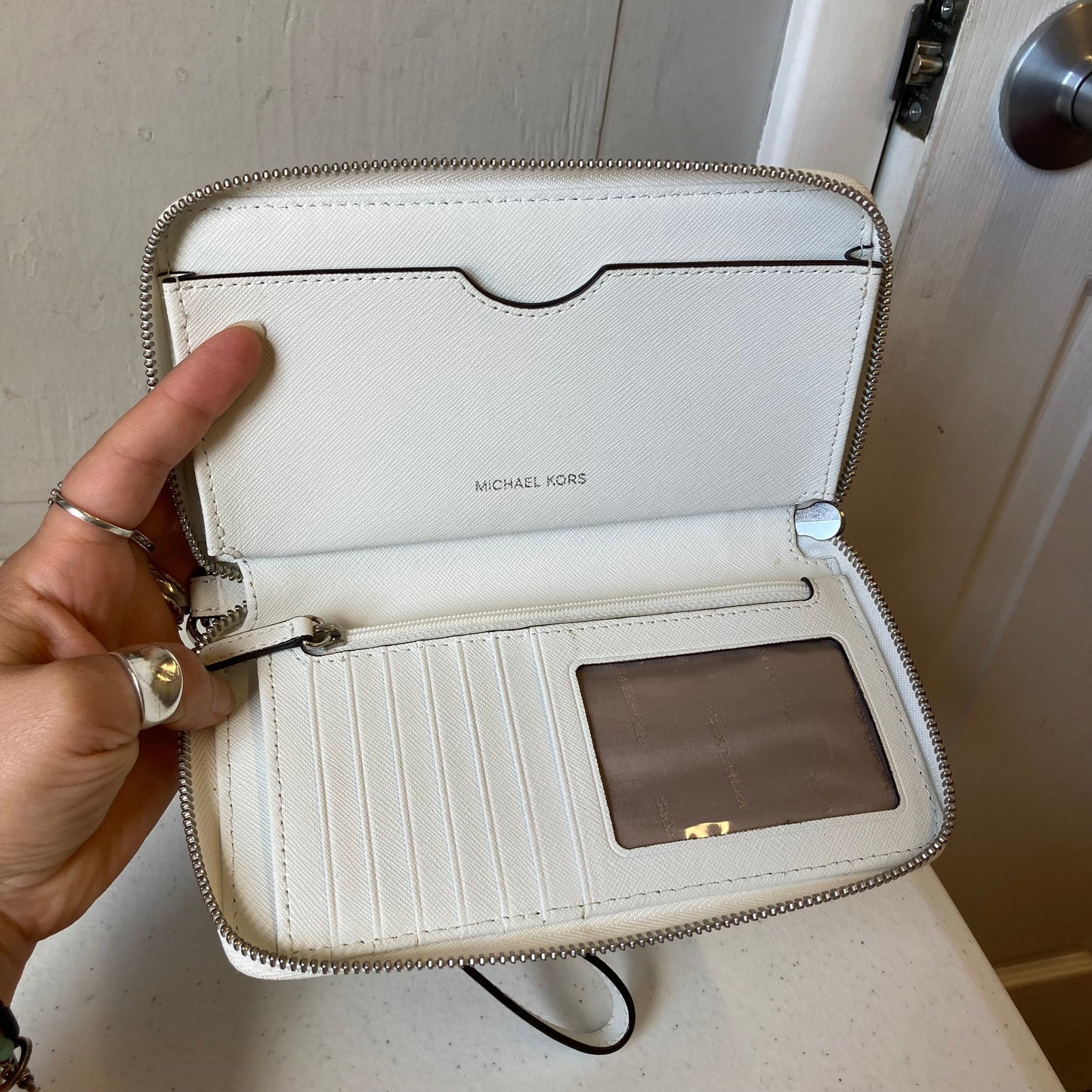 Wallet Designer By Michael Kors In White, Size:Medium