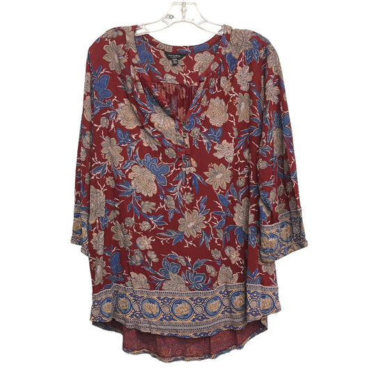 FLORAL PRINT TOP LS by LUCKY BRAND Size:2X