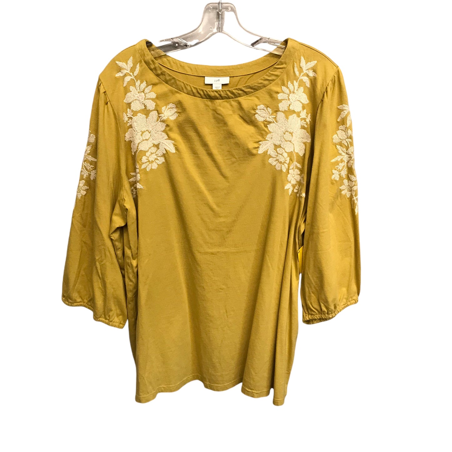 Top 3/4 Sleeve By J. Jill In Yellow, Size:2X