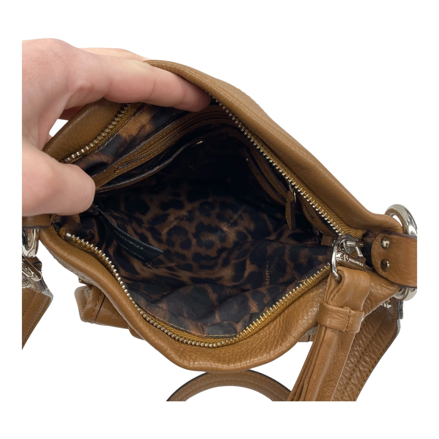 Crossbody Leather By B. Makowsky In Brown, Size:Medium