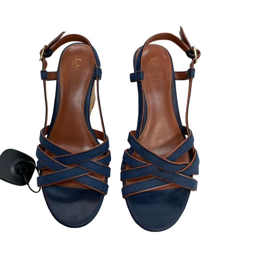 Sandals Heels Wedge By Ralph Lauren In Navy, Size:6
