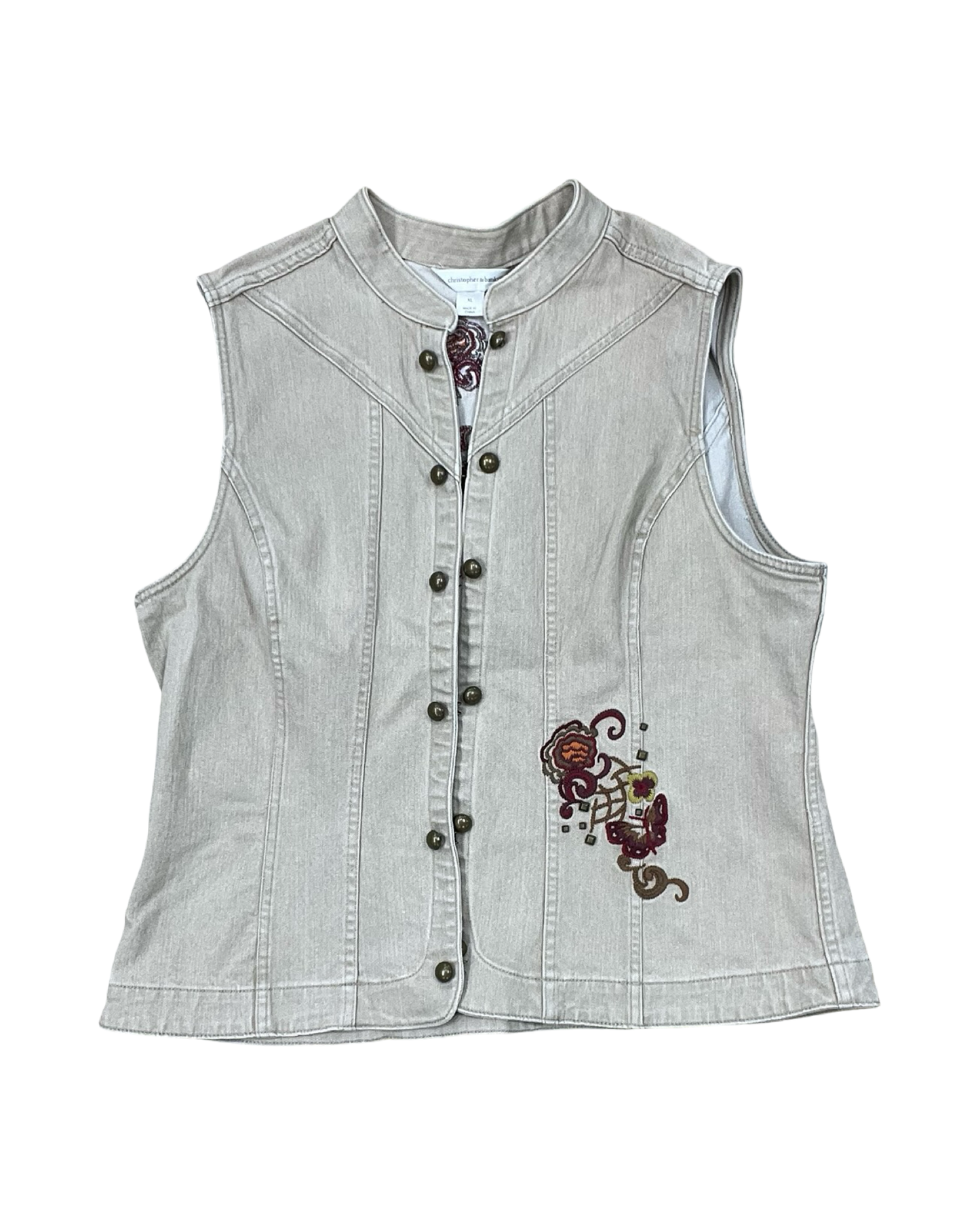 Vest Other By Christopher And Banks In Tan Denim, Size:Xl