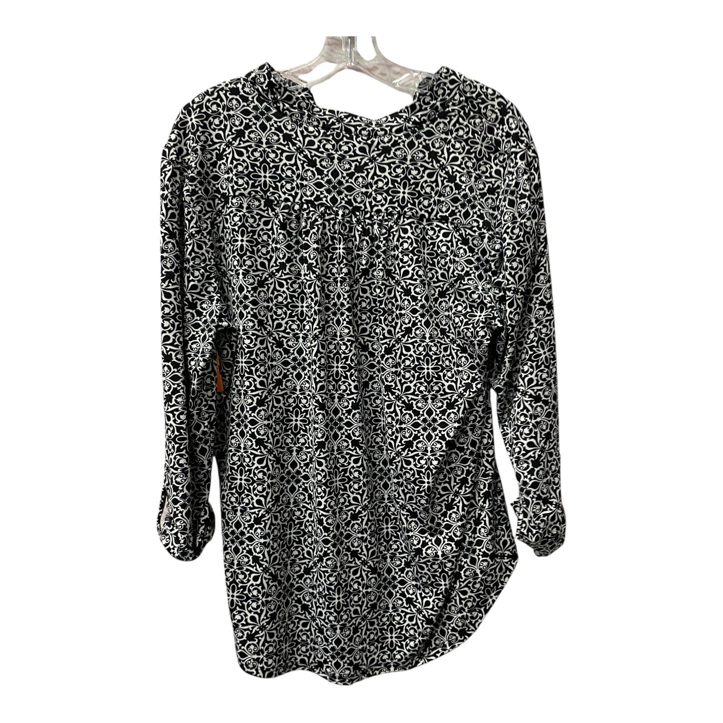 Top 3/4 Sleeve By Dressbarn In Black & White, Size:Xl