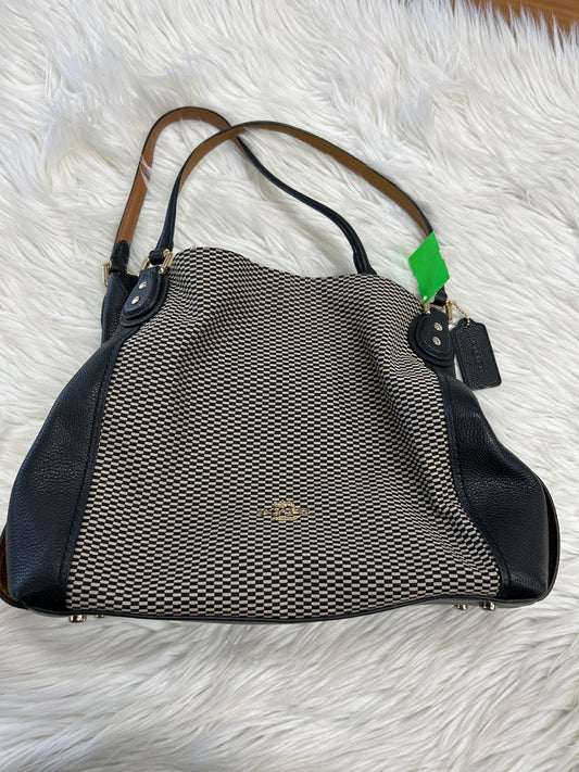 Handbag Designer By Coach In Black & Cream, Size:Large