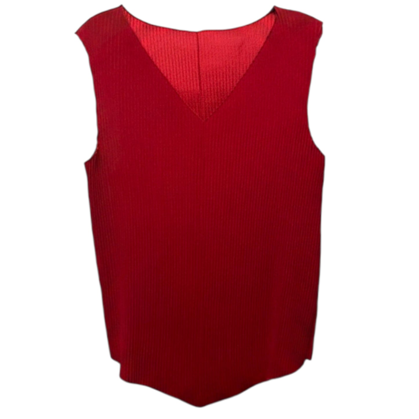 Sleeveless V Neck Accordion Top & Skirt Set 2pc By Babaton In Red, Size: S