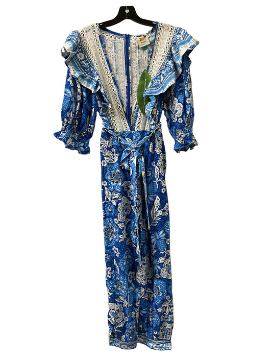 Jumpsuit By Farm Rio In Blue & White, Size:L