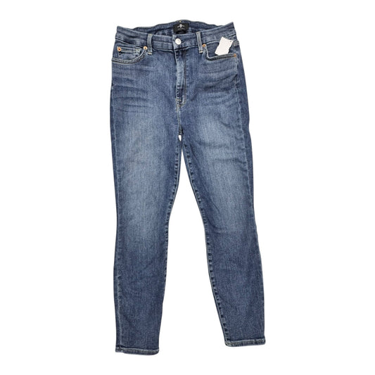 Jeans Skinny By 7 For All Mankind In Blue Denim, Size:8
