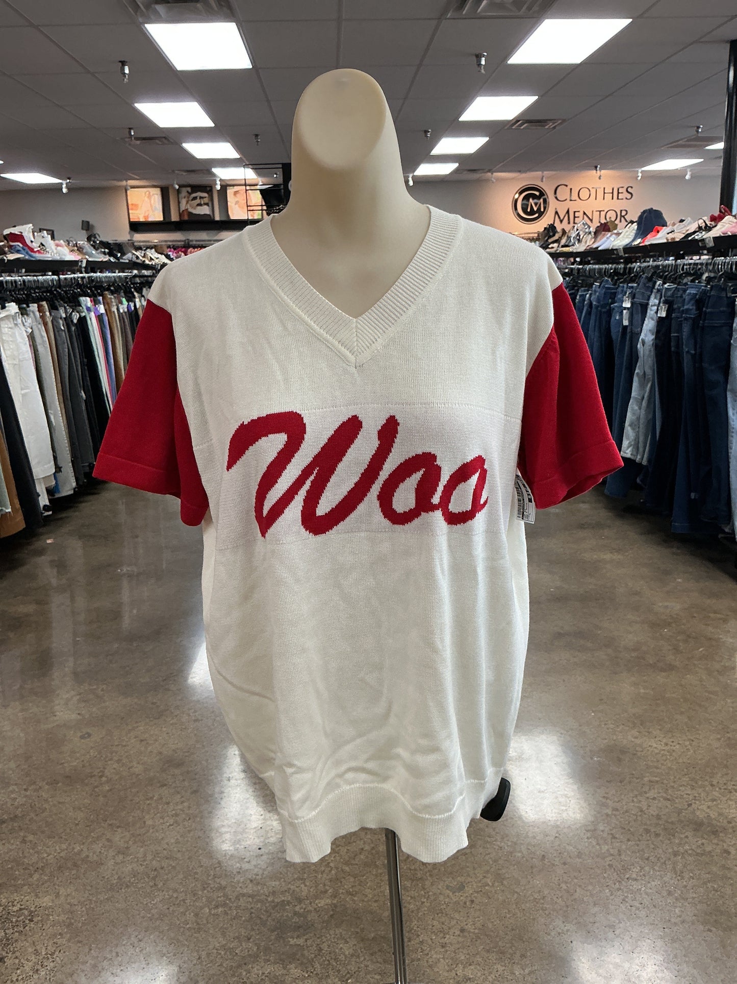 Top Ss By Clothes Mentor In Red & White, Size:L