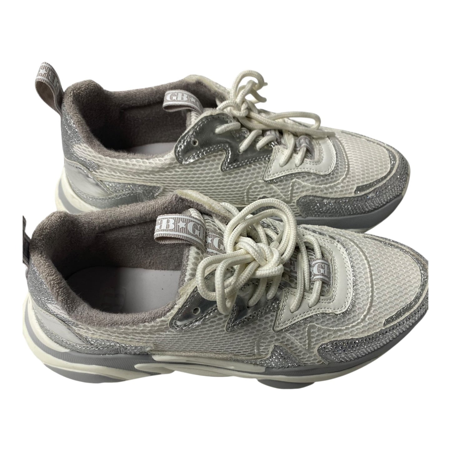 Shoes Athletic By Gianni Bini In Silver & White, Size:8.5