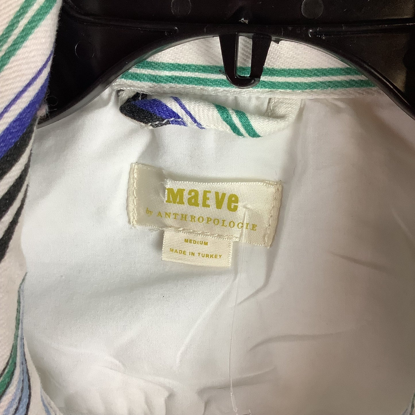 Jacket Shirt By Maeve In Striped Pattern, Size: M