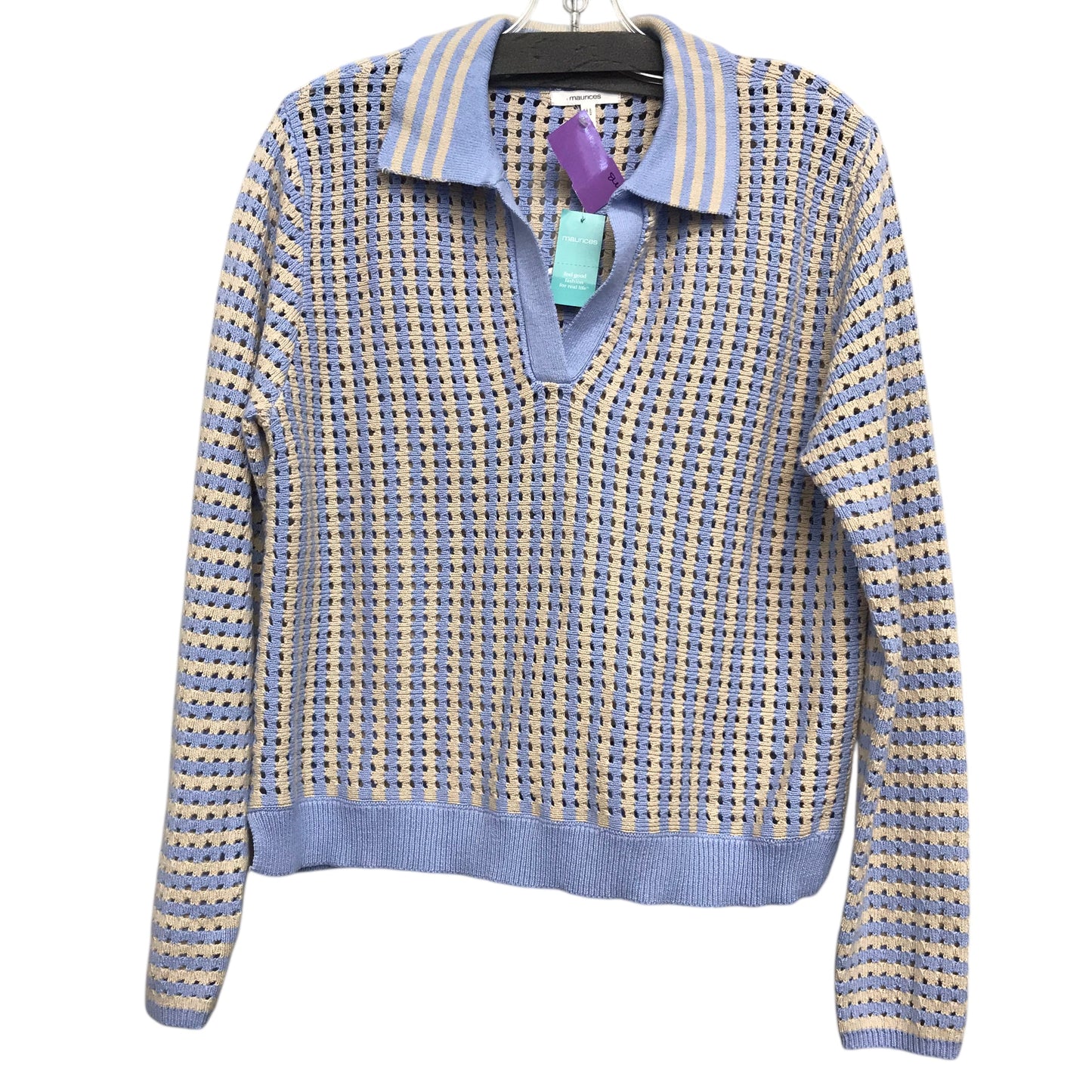 Sweater By Maurices In Blue & Tan, Size:M
