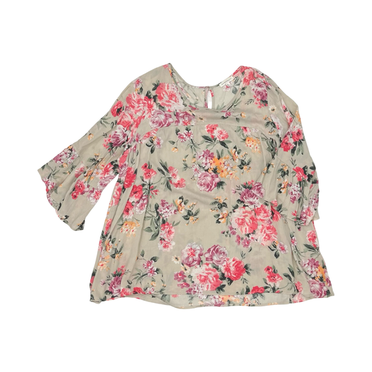 Blouse Ss By Downeast In Floral Print, Size:Xl