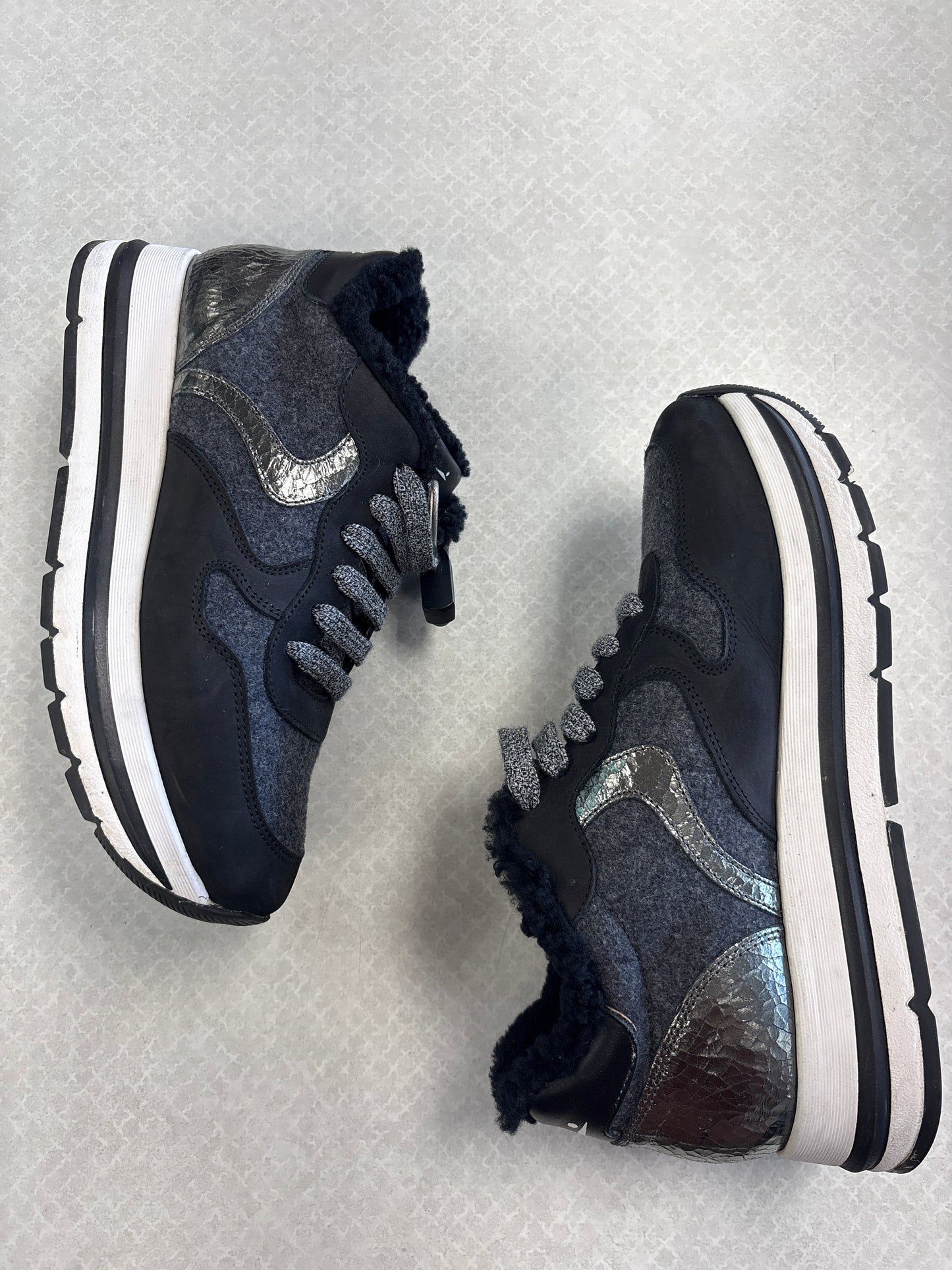 Shoes Sneakers Platform By VOILE BLANCHE In Black & Grey, Size:10