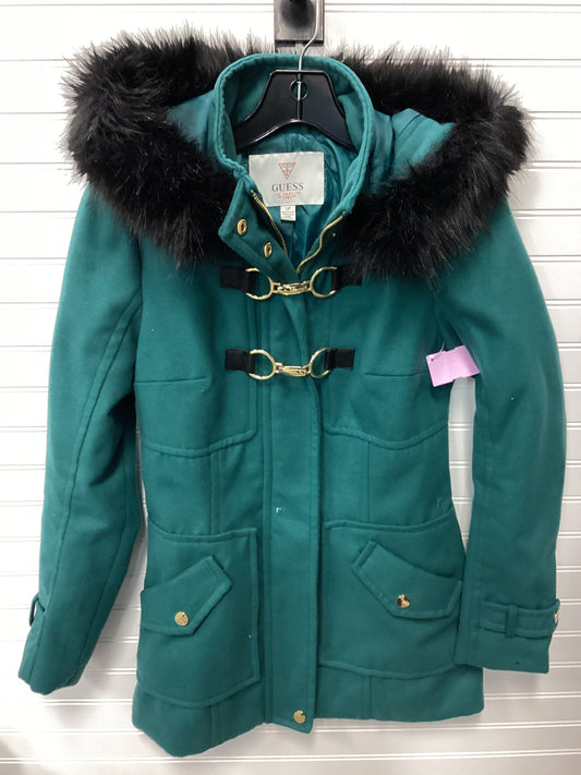 Coat Peacoat By Guess In Teal, Size:S