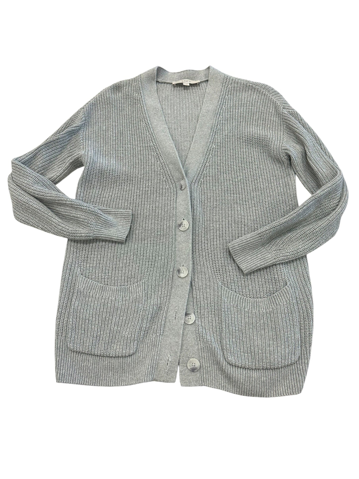 Sweater Cardigan By Loft In Grey, Size:M