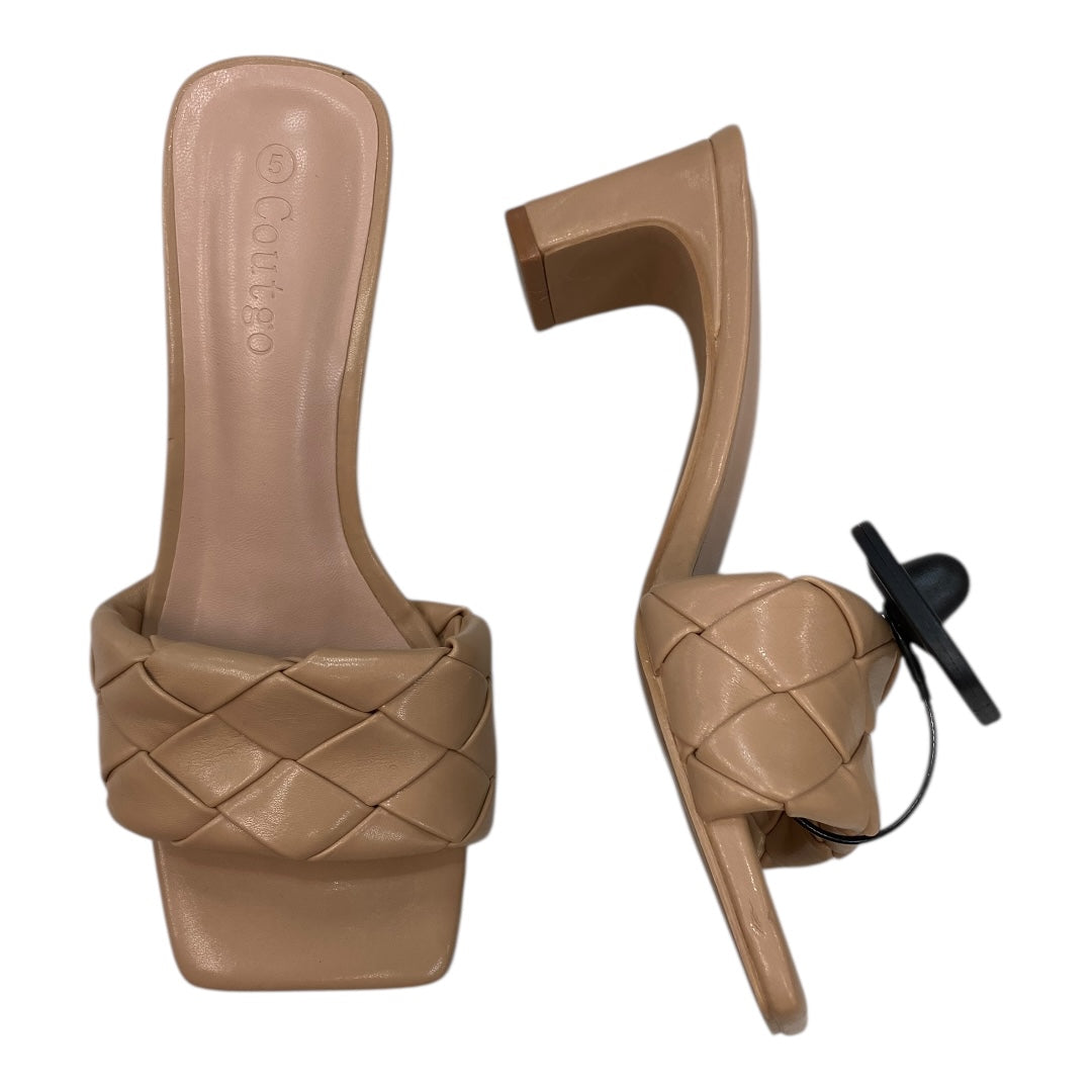 Sandals Heels Block By COUTGO In Cream, Size:5