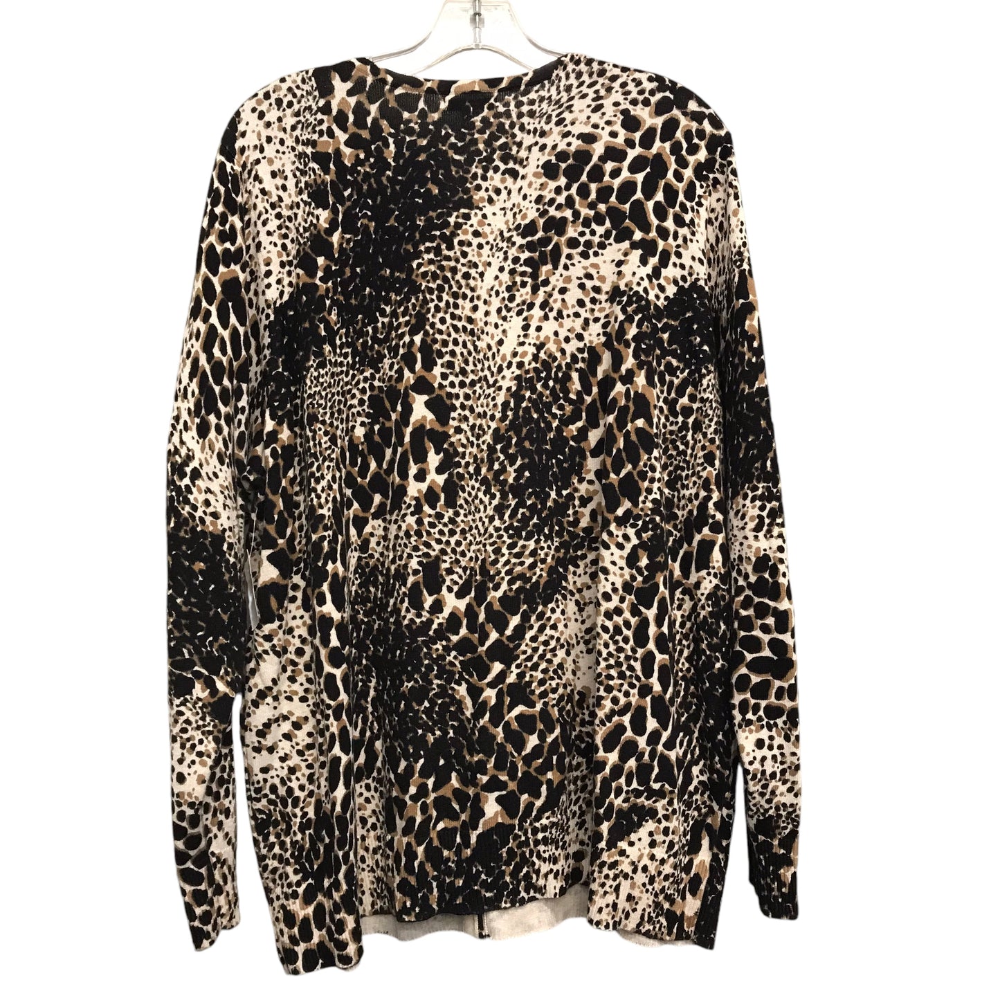 Sweater Cardigan By Croft And Barrow In Animal Print, Size:3X