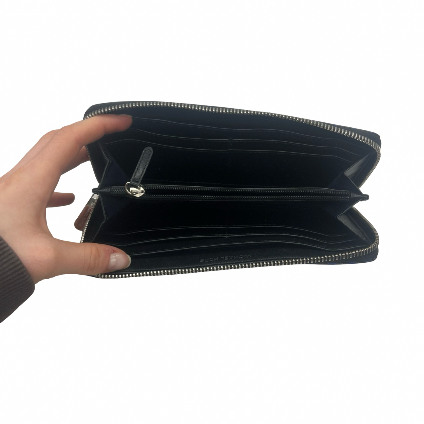 Wallet Designer By Michael Kors In Black & Blue, Size:Large