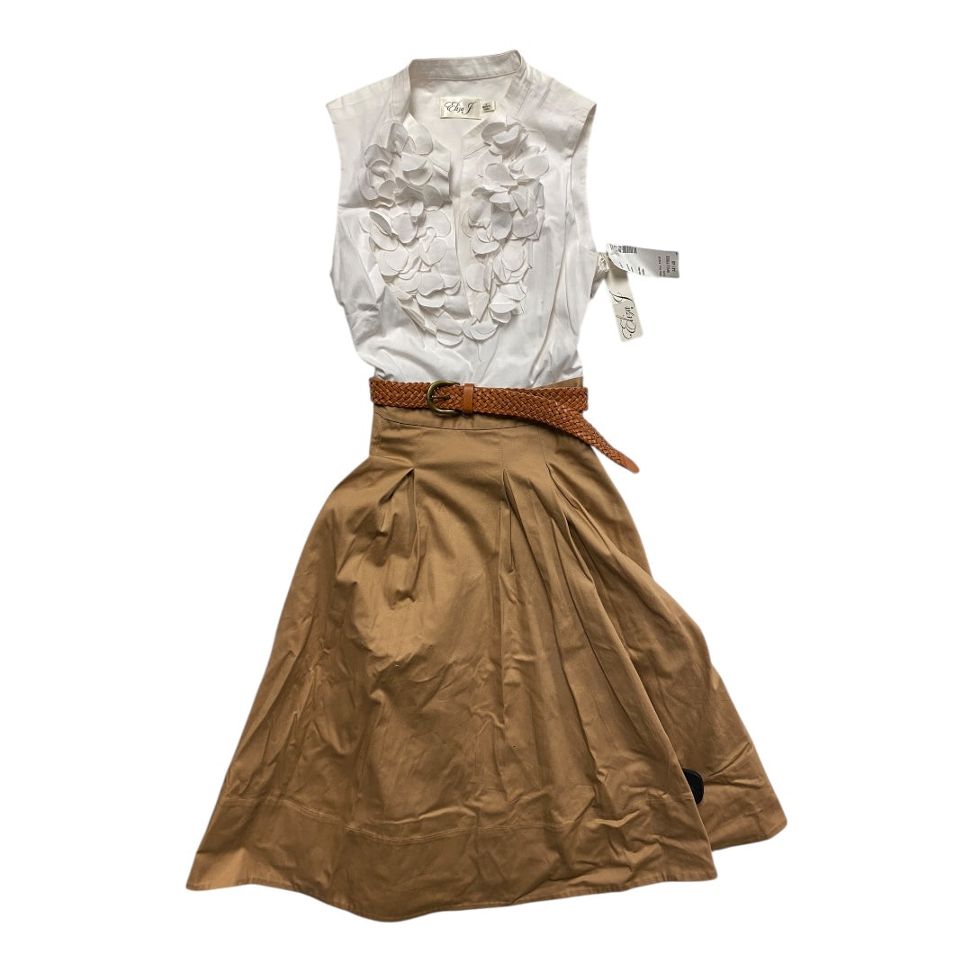 Dress Casual Midi By Eliza J In Brown & White, Size:4