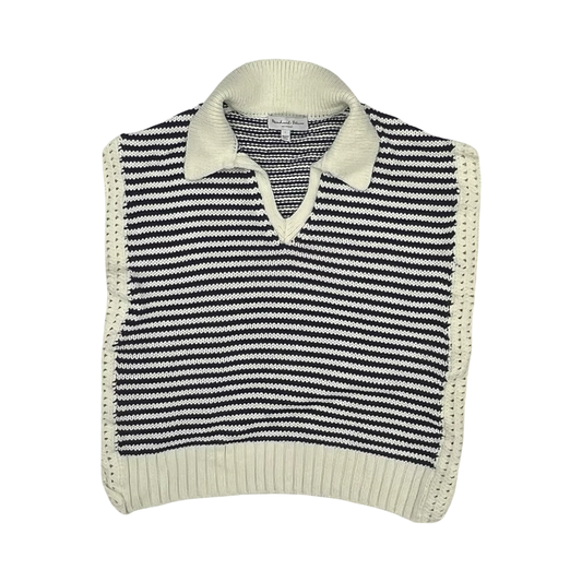Vest Sweater By Michael Stars In Blue & Cream, Size:L