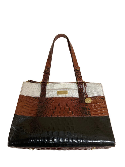 Handbag Designer By Brahmin In Black & Brown, Size:Large