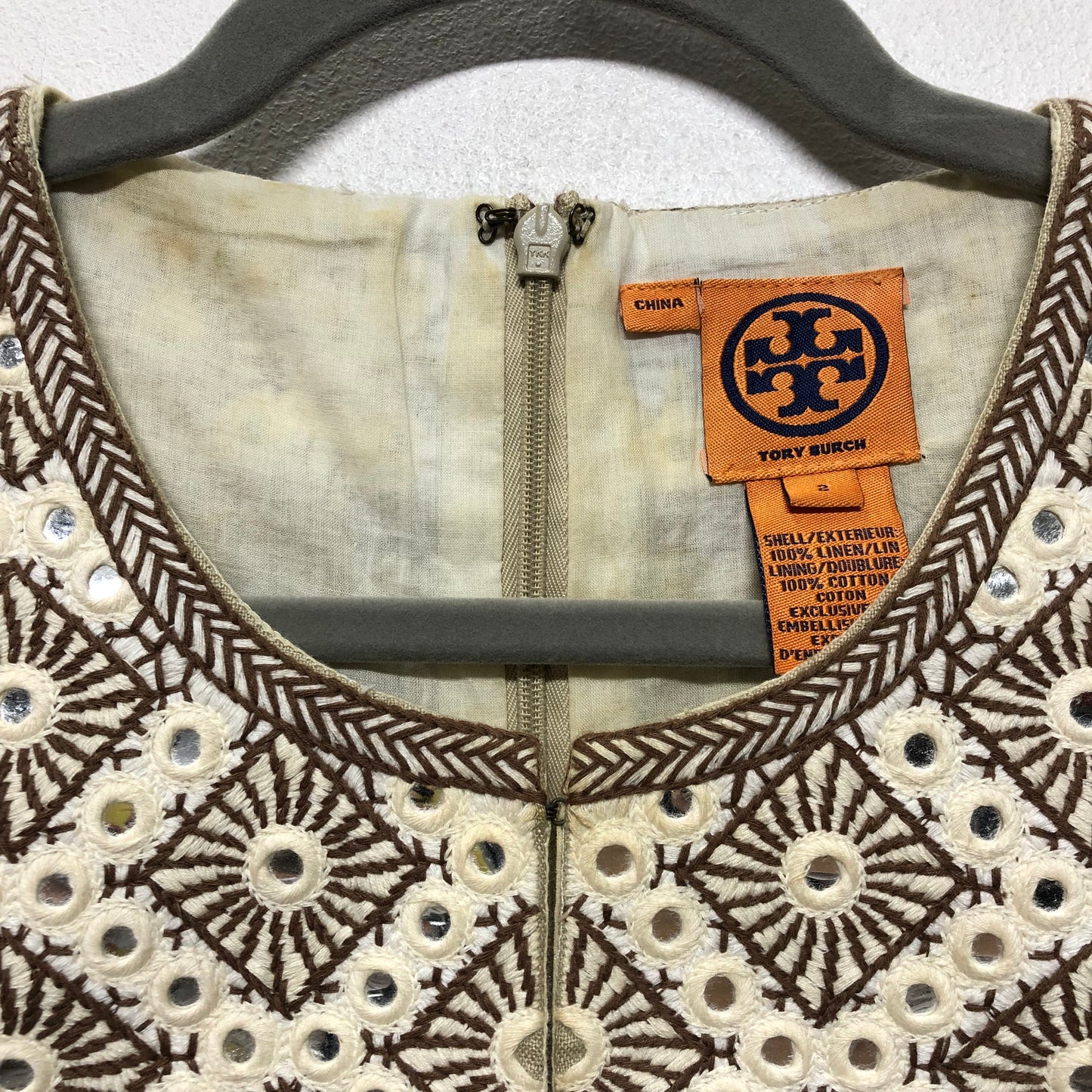 Dress Designer By Tory Burch In Beige, Size:2