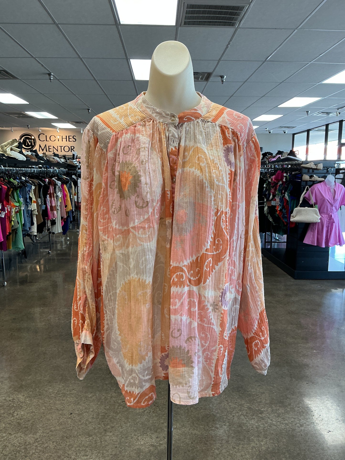 Top Ls By Pilcro In Orange & Pink, Size:L