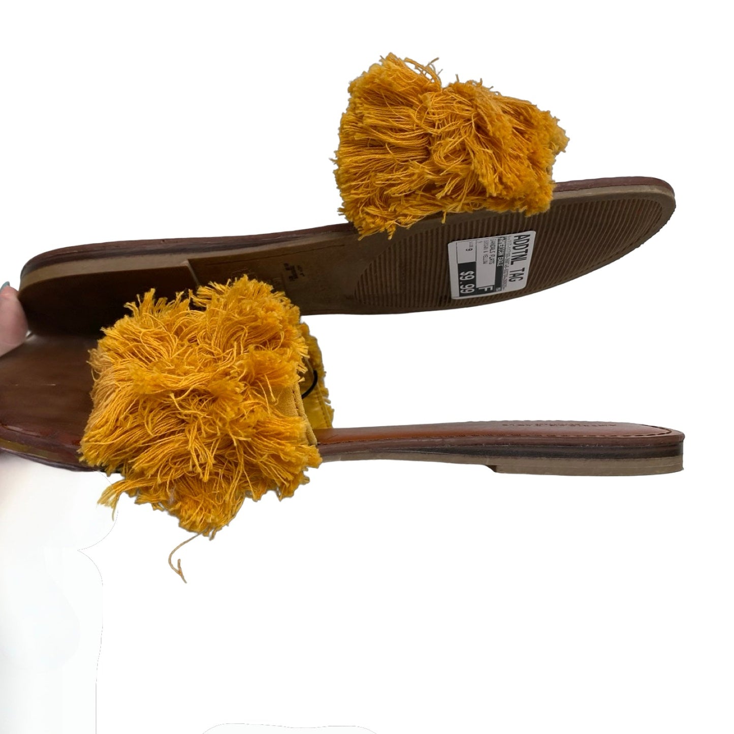 Sandals Flats By American Eagle In Brown & Yellow, Size:9