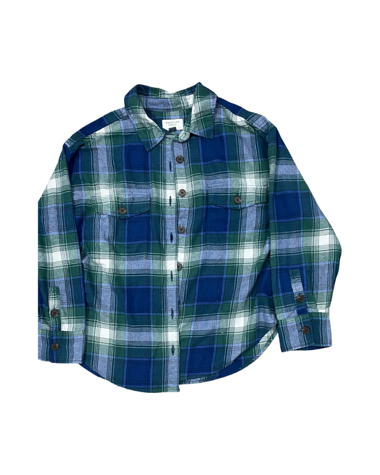 Blouse Ls By American Eagle In Blue & Green, Size:L