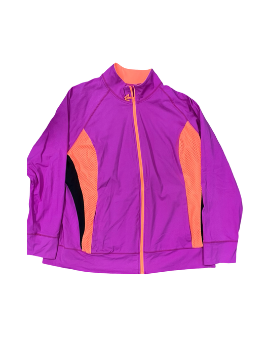 Athletic Jacket By L Love In Orange & Pink, Size:1X