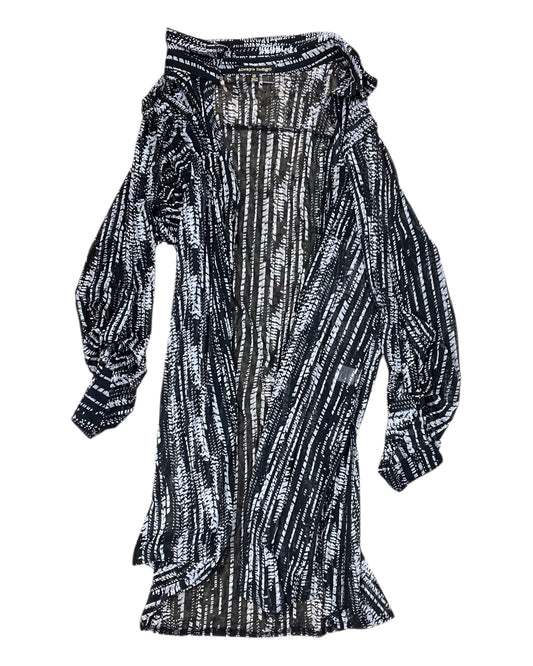 Cardigan By Always Indigo In Black & White, Size:2X