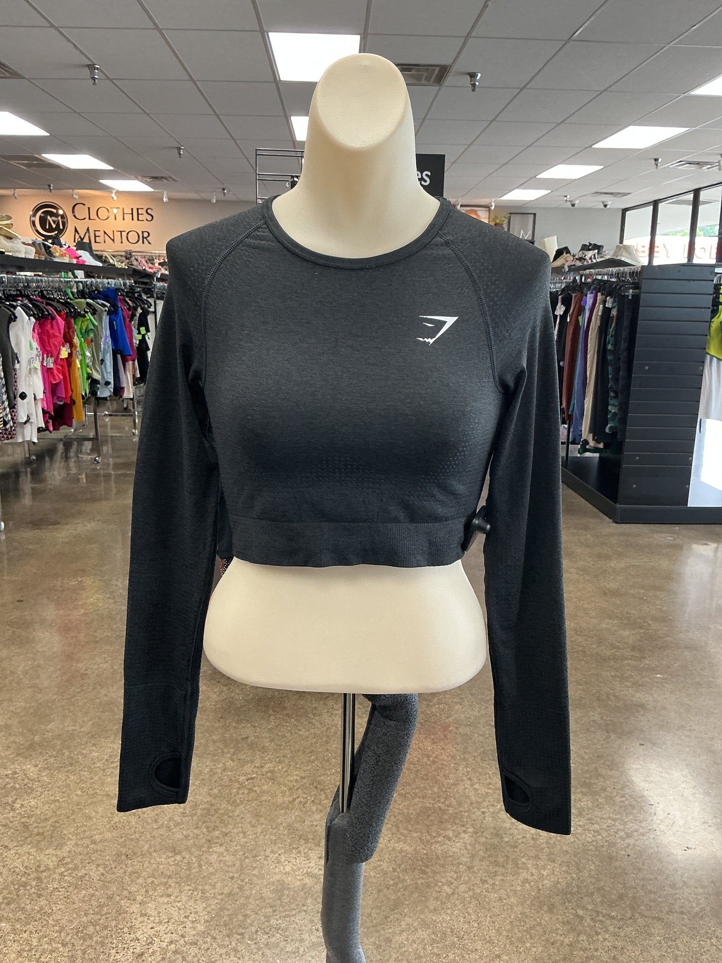 Athletic Top Ls Crewneck By Gym Shark In Black, Size:M