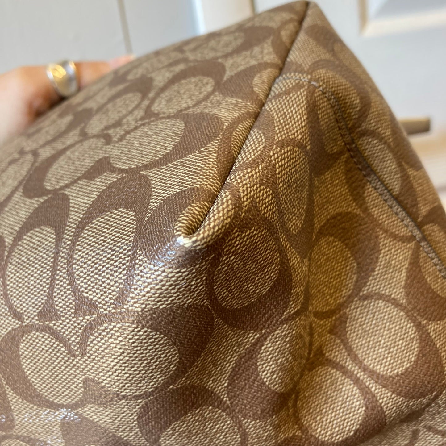 Tote Designer By Coach In Blue & Brown, Size:Large