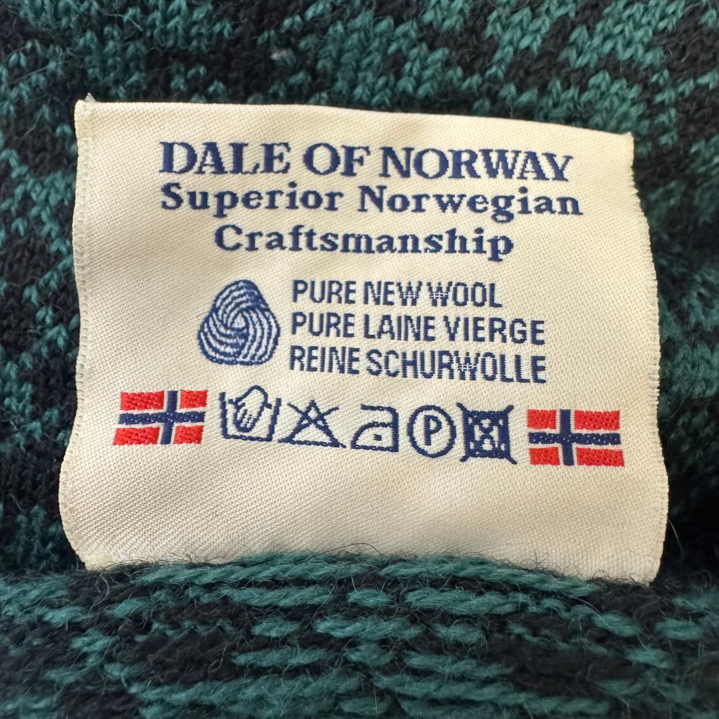 Wool Sweater Cardigan By Dale of Norway  In Green, Size: S