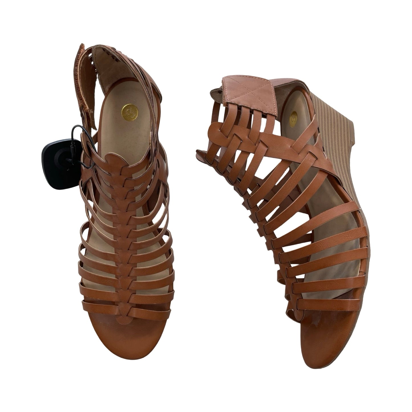 Sandals Heels Block By Clothes Mentor In Brown, Size:10