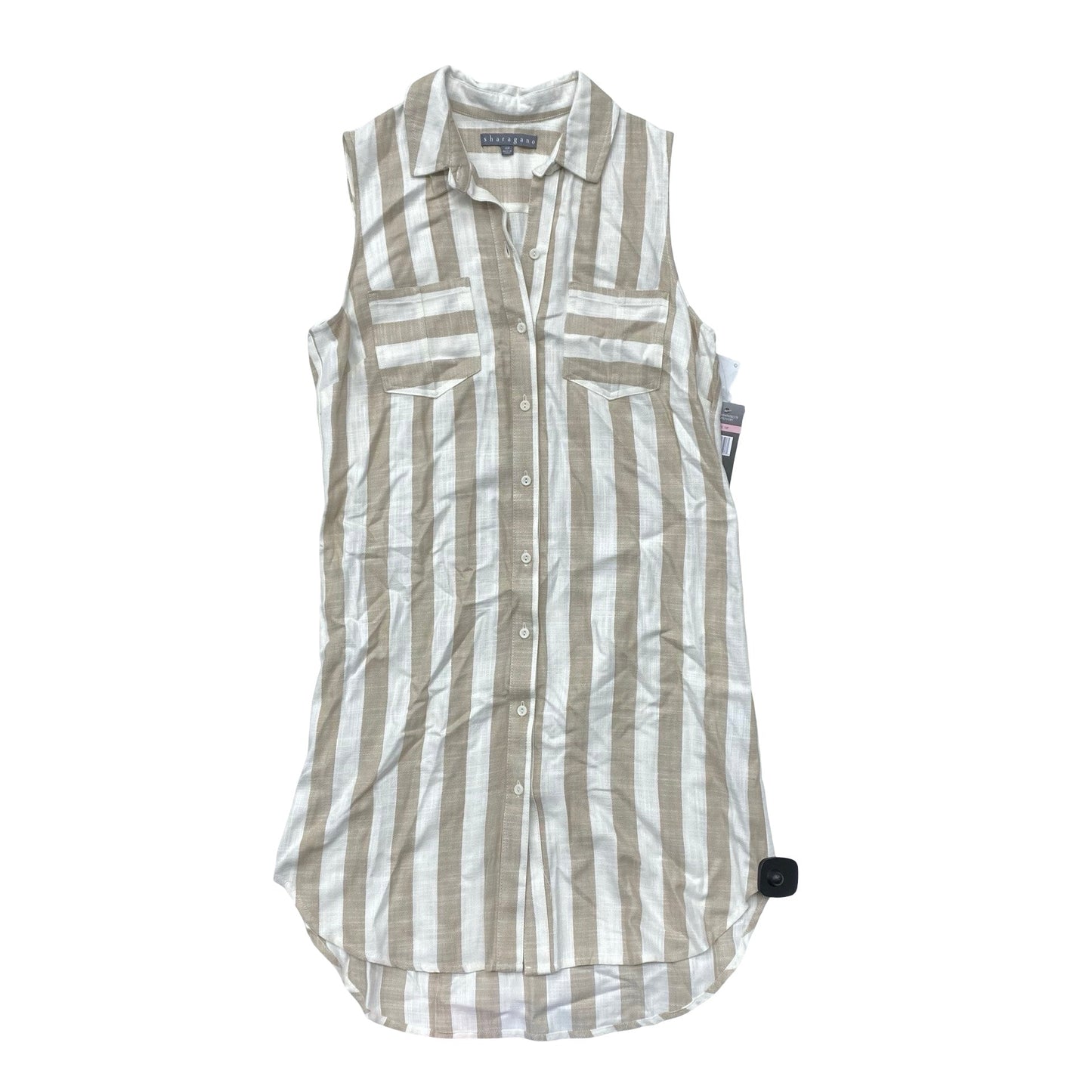 Dress Casual Midi By Sharagano In Tan & White, Size:10P
