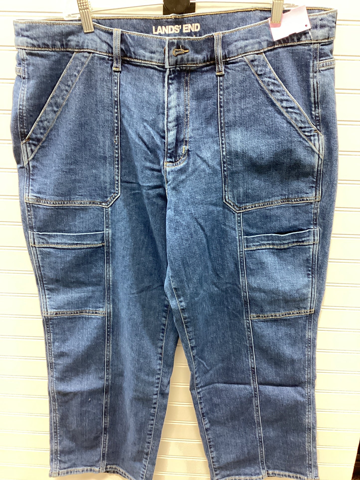 Jeans Wide Leg By Lands End In Blue Denim, Size:18