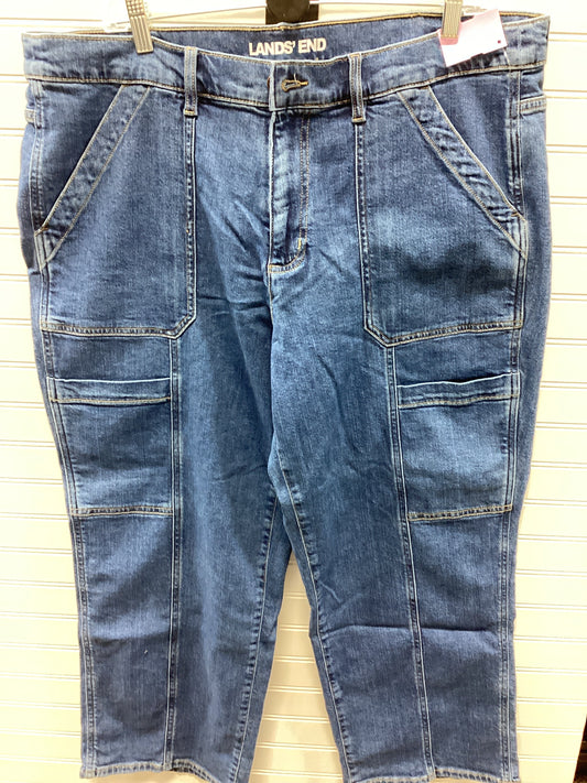 Jeans Wide Leg By Lands End In Blue Denim, Size:18