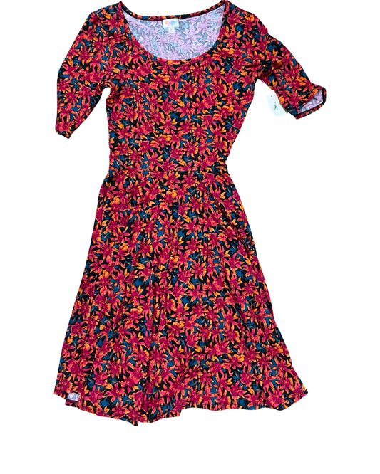 Dress Casual Midi By Lularoe In Black & Pink, Size:M