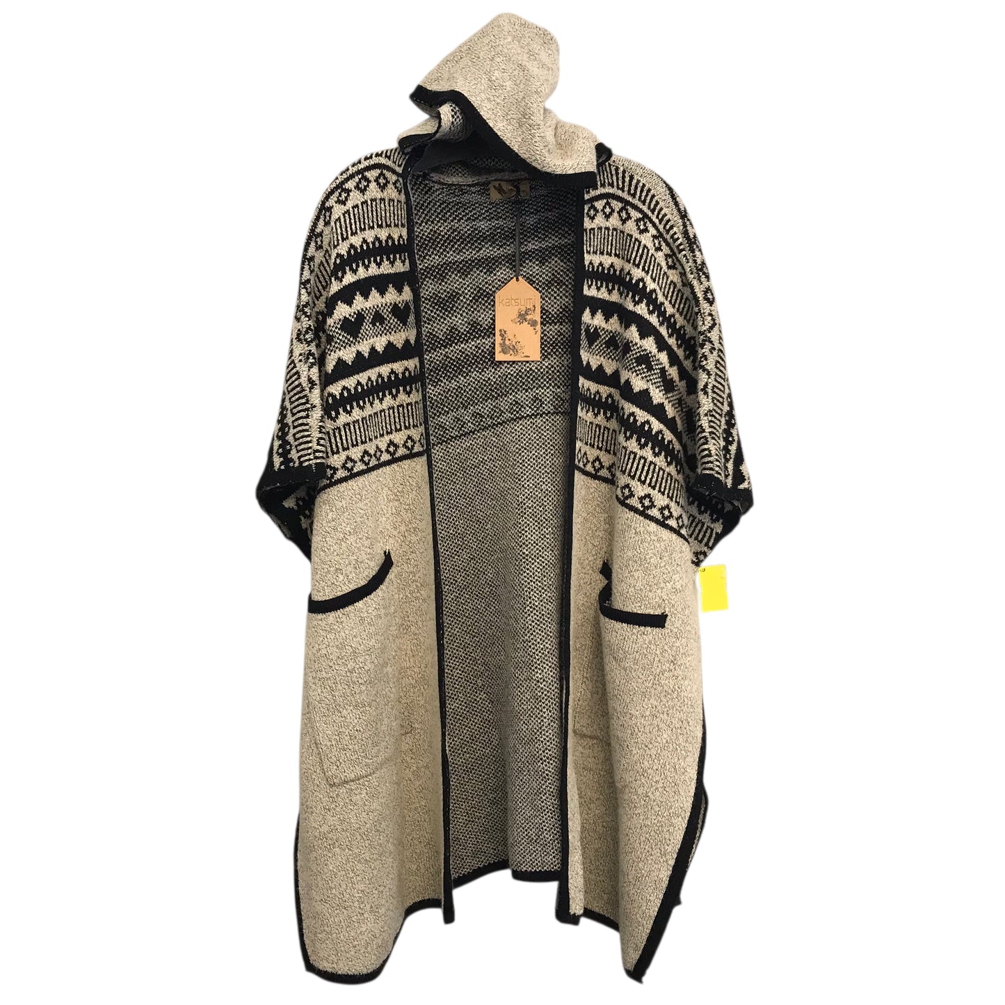 Sweater Cardigan By Katsumi In Black & Tan, Size:L