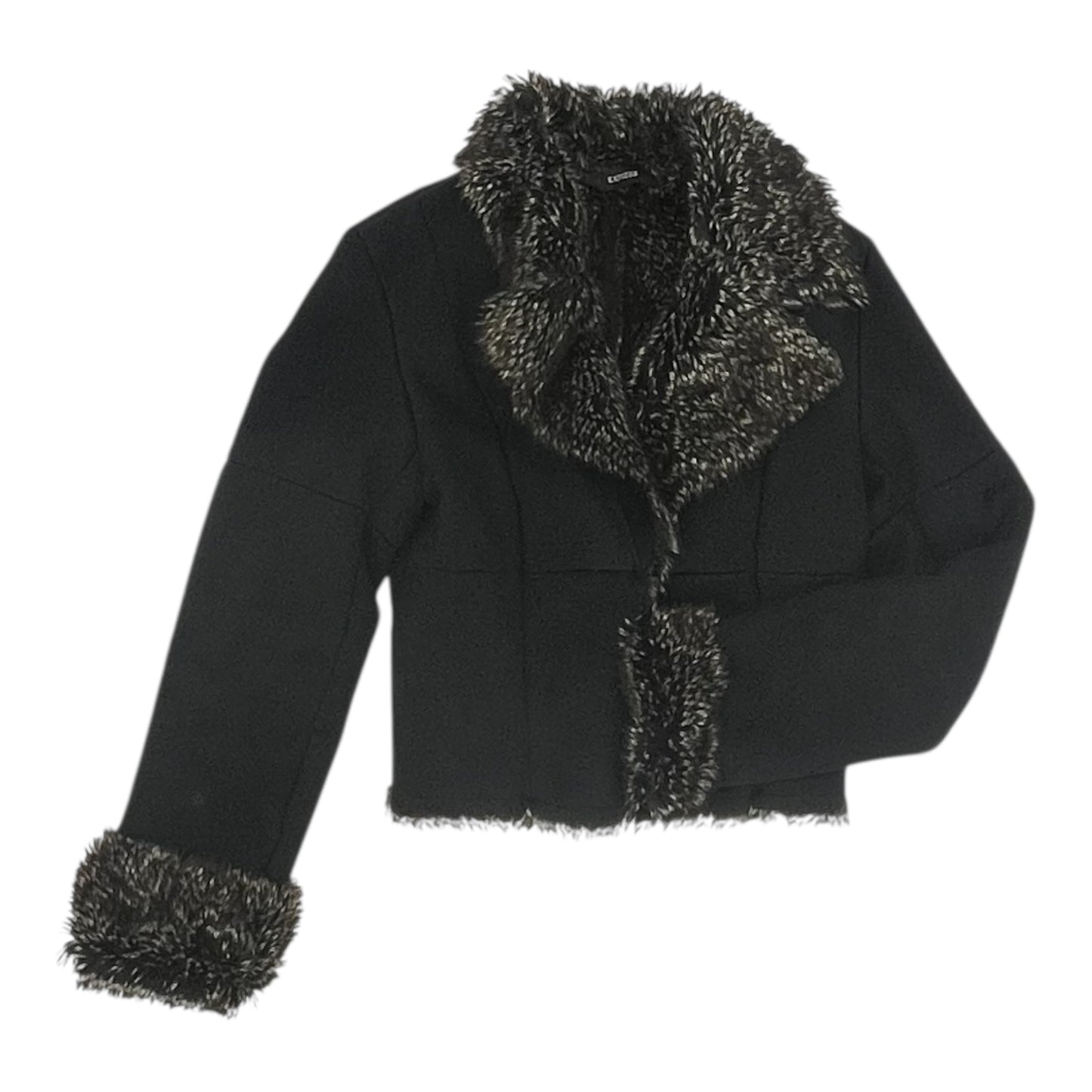 Jacket Faux Fur & Sherpa By Express In Black, Size:S