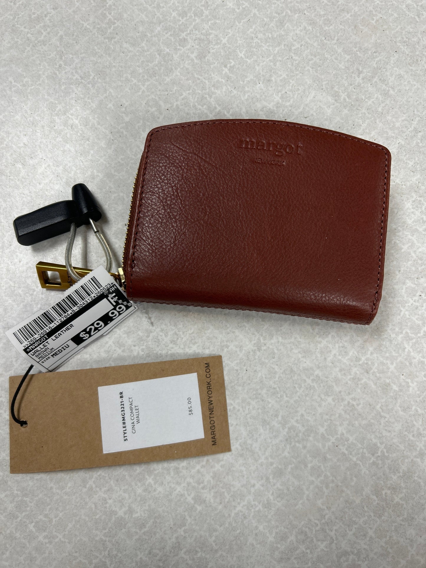 Wallet Leather By Margot In Brown, Size:Medium