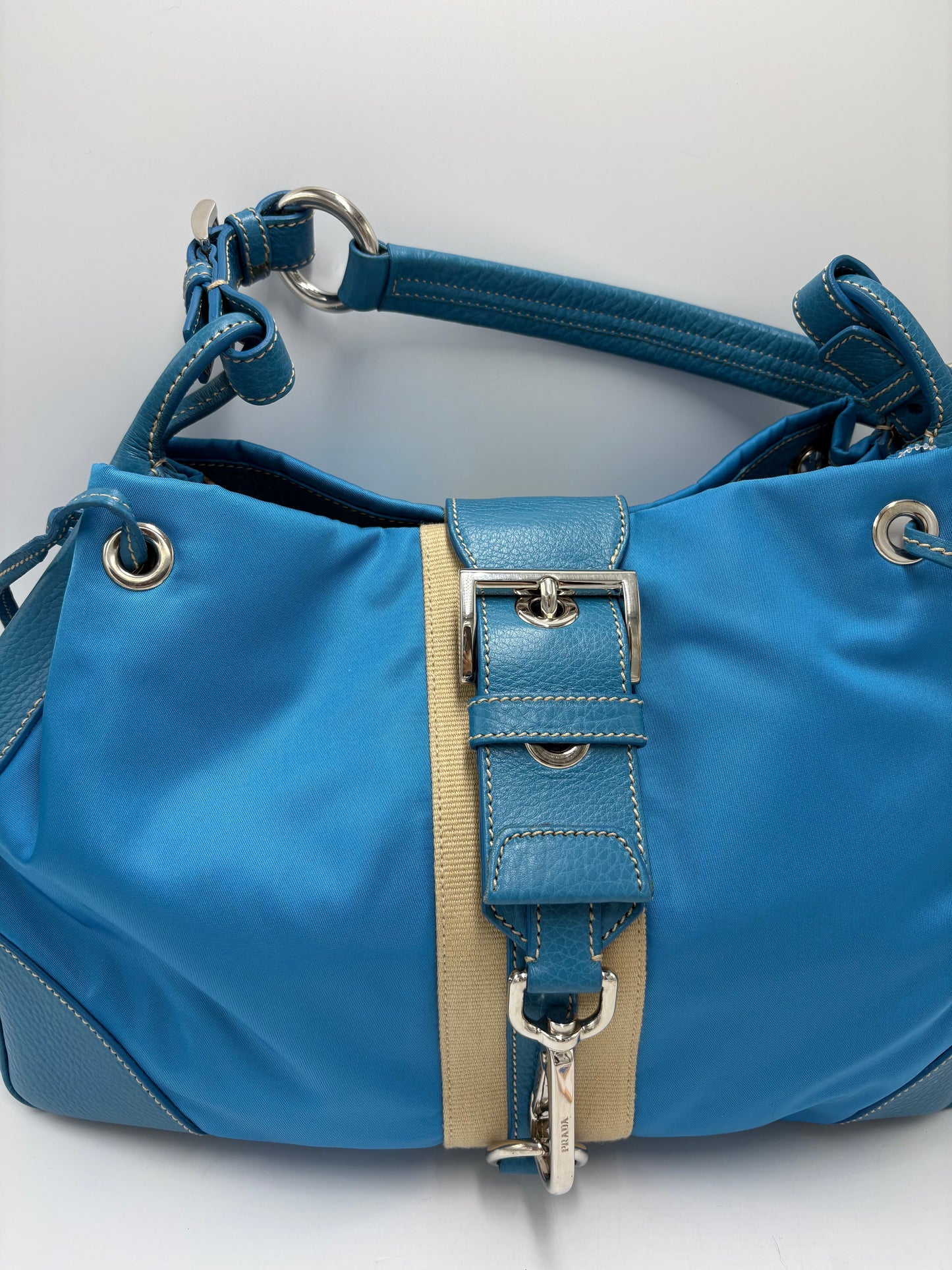 Like New! Prada Tessuto Stripy Luxury Hobo Handbag